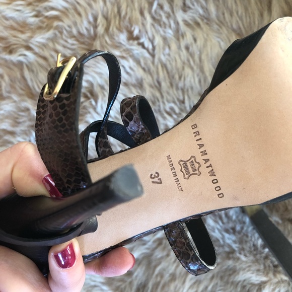 Brian Atwood snakeskin leather strappy heel - Picture 7 of 7